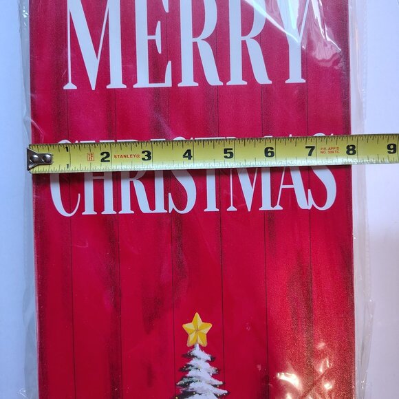 Wooden Merry Christmas Sign Red Snowy Tree Stackable Panels Holiday Cheer Decor - Picture 14 of 16